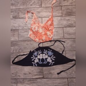 Set Of 2 Floral Crop Tops